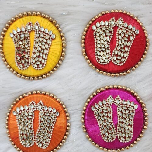 Satin Base Laxmiji Charan Set of 2