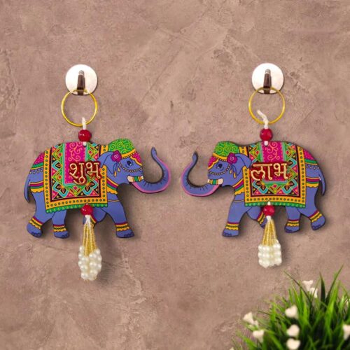 MDF Elephant Shubh Labh Hanging Set