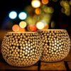 Ceramic Mosaic Glass Tealight Holders - Set of 2