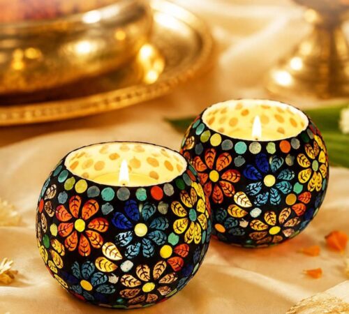 Ceramic Mosaic Glass Tealight Holders