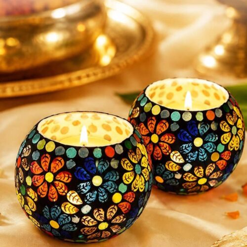 Ceramic Mosaic Glass Tealight Holders