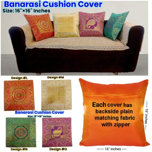 Banarasi Cushion Cover - 16" Inches