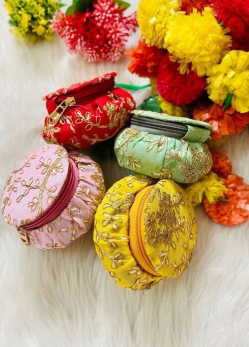 Zari Embroidery Matki Style Multipurpose /Jewellery / Gift Box