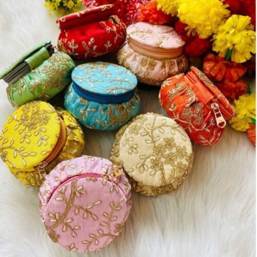 Zari Embroidery Matki Style Multipurpose /Jewellery / Gift Box