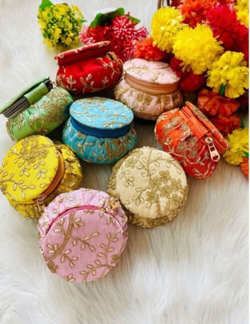 Zari Embroidery Matki Style Multipurpose /Jewellery / Gift Box