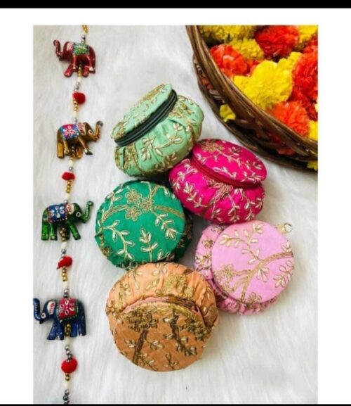 Zari Embroidery Matki Style Multipurpose /Jewellery / Gift Box