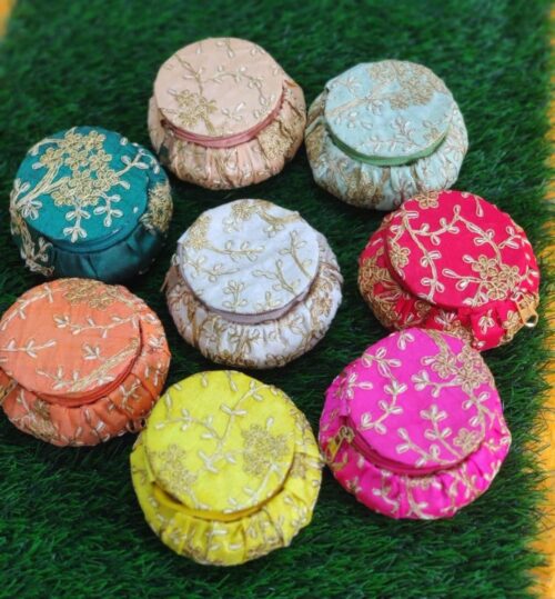 Zari Embroidery Matki Style Multipurpose /Jewellery / Gift Box