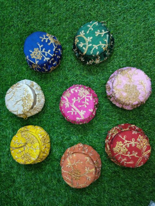 Zari Embroidery Matki Style Multipurpose /Jewellery / Gift Box