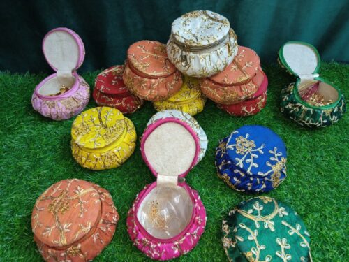 Zari Embroidery Matki Style Multipurpose /Jewellery / Gift Box