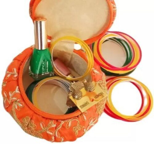 Zari Embroidery Matki Style Multipurpose /Jewellery / Gift Box