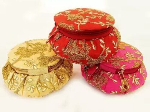 Zari Embroidery Matki Style Multipurpose /Jewellery / Gift Box
