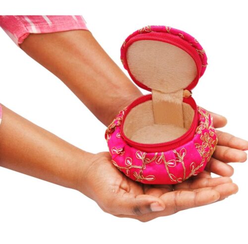 Zari Embroidery Matki Style Multipurpose /Jewellery / Gift Box