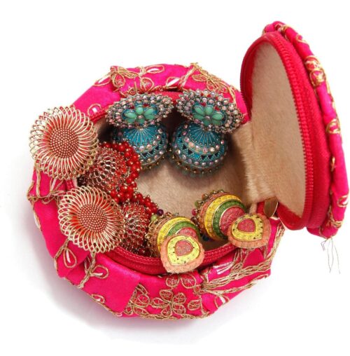 Zari Embroidery Matki Style Multipurpose /Jewellery / Gift Box