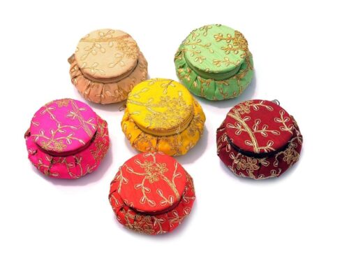 Zari Embroidery Matki Style Multipurpose /Jewellery / Gift Box