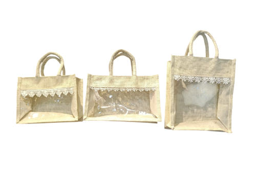 PVC Window Gift Hamper White Jute Bag
