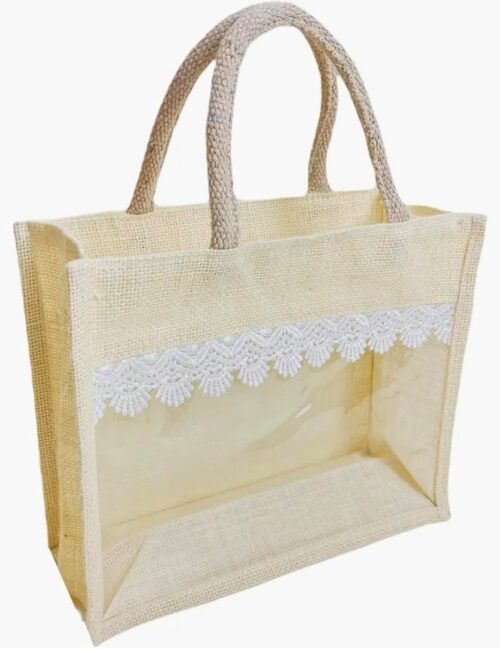 PVC Window Gift Hamper White Jute Bag