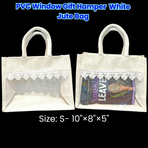 PVC Window Gift Hamper White Jute Bag