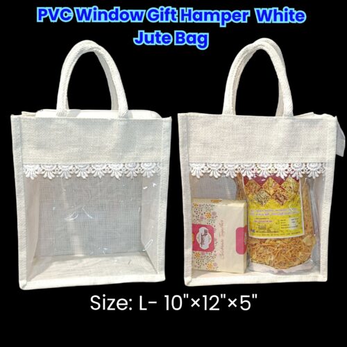 PVC Window Gift Hamper White Jute Bag