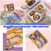 Individual Seal 4 Compartment Stainless Steel Tiffin Lunch Bento Box - 100% Leak Proof