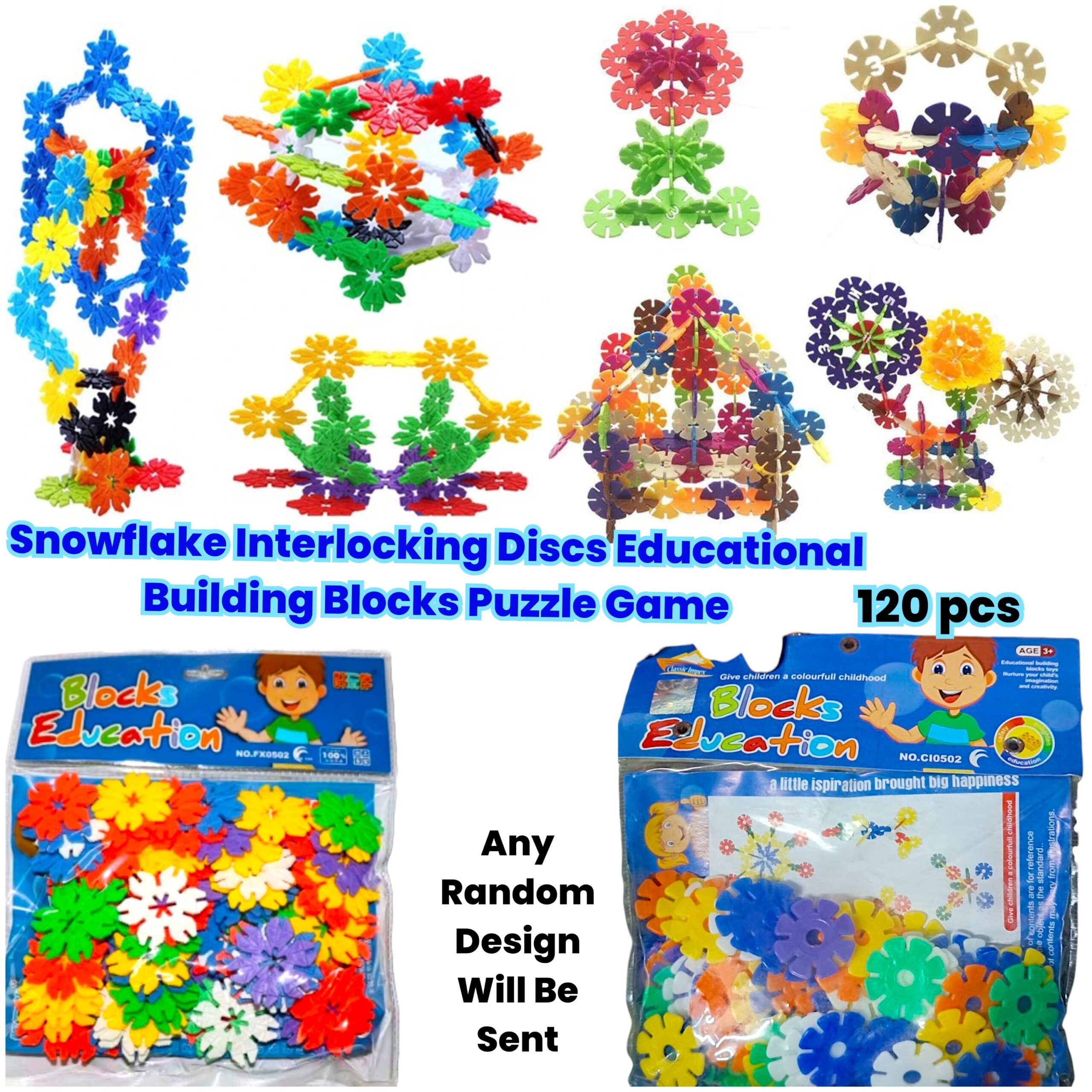 Snowflake Interlocking Discs Educational Building Blocks Puzzle Game ...