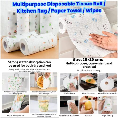 Multipurpose Disposable Tissue Roll / Kitchen Rag / Paper Towel / Wipes