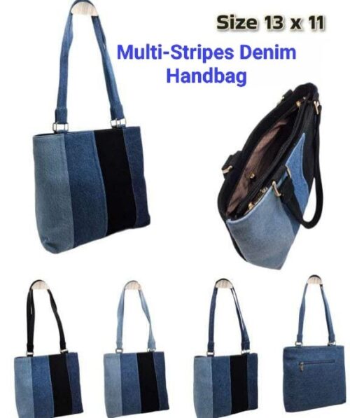 Multi-Stripes Denim Handbag