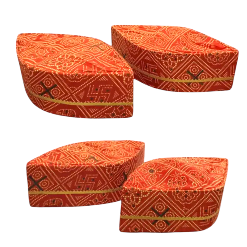 Golden Lace Hard Bandhani Topi / Cap