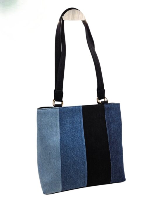Multi-Stripes Denim Handbag