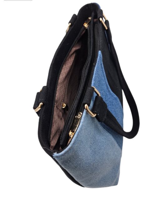 Multi-Stripes Denim Handbag