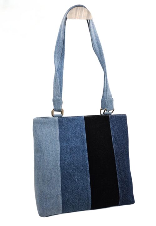 Multi-Stripes Denim Handbag