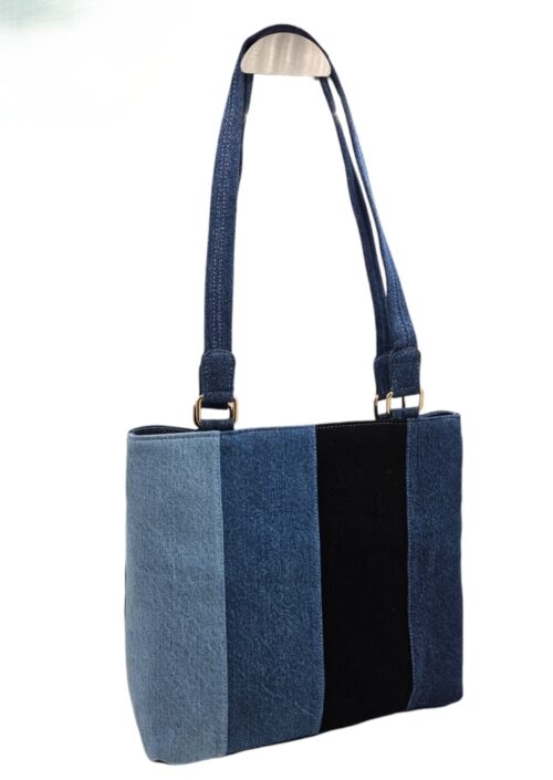 Multi-Stripes Denim Handbag
