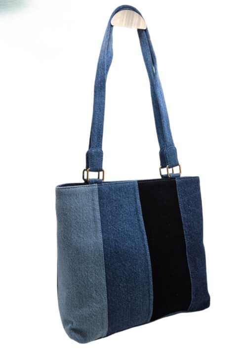Multi-Stripes Denim Handbag