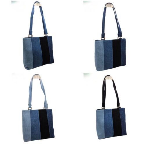 Multi-Stripes Denim Handbag