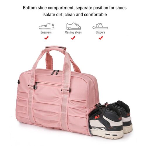 Pleated Fitness Gym and Travel Duffel Bag with Shoe Compartment