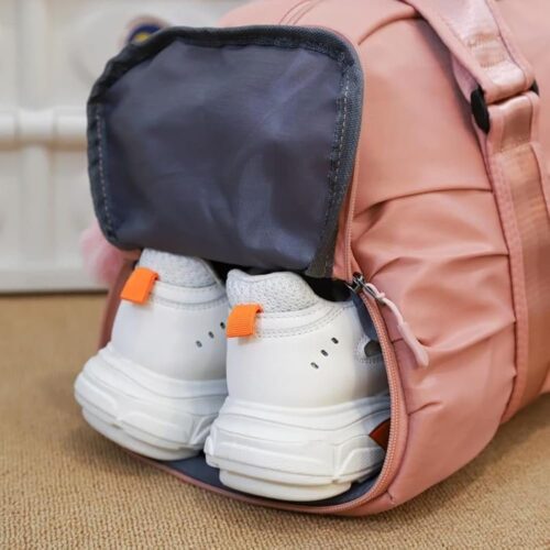 Pleated Fitness Gym and Travel Duffel Bag with Shoe Compartment