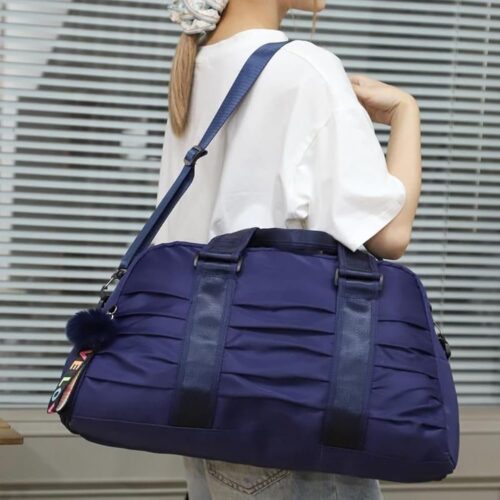 Pleated Fitness Gym and Travel Duffel Bag with Shoe Compartment