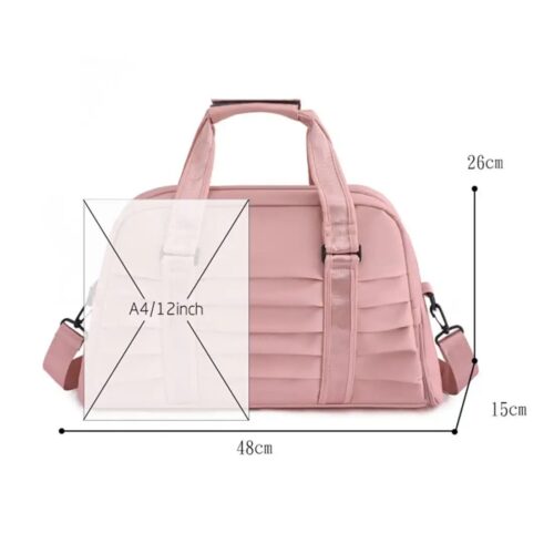 Pleated Fitness Gym and Travel Duffel Bag with Shoe Compartment