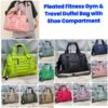 Pleated Fitness Gym and Travel Duffel Bag with Shoe Compartment