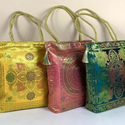 Banarasi Handbag / Banarasi Tote Bag- 12″ x 12″ Inches