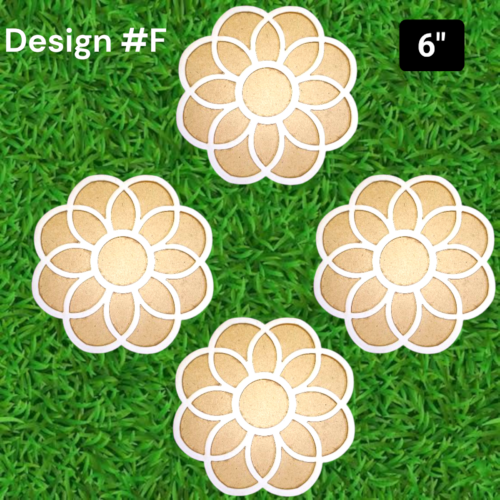 DIY MDF Siders Rangoli Mats- 6″ – Set of 4 Mats