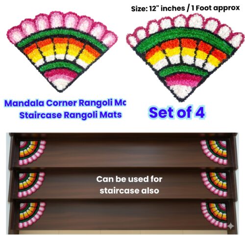 Alternative view of Mandala Corner Rangoli Mats / Staircase Rangoli Mats - Set of 4