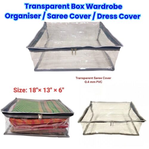 PVC Transparent Box Wardrobe Organiser / Saree Cover / Dress Cover - 6" Inches