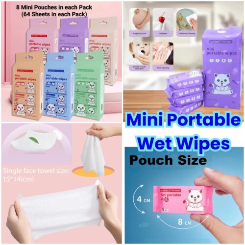 Alternative view of Mini Portable Wet Wipes- Pack of 64 wipes