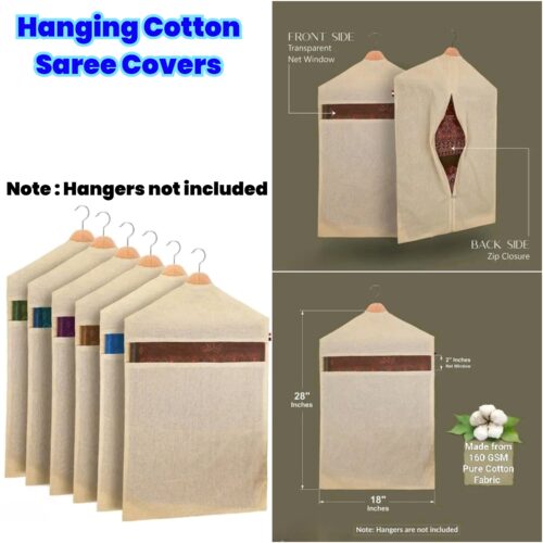 Hanging Cotton Saree Covers - Pack of 2