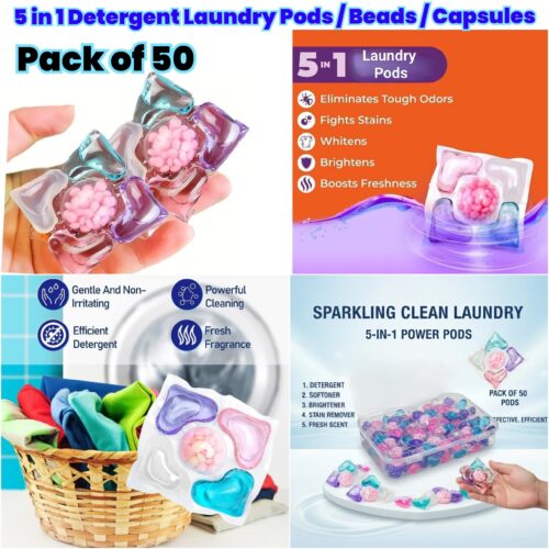 Alternative view of 5 in 1 Detergent Laundry Pods / Laundry Beads / Laundry Capsules - Pack of 50 with a PVC Container