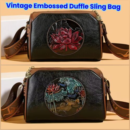 Vintage Embossed Duffle Sling Bag