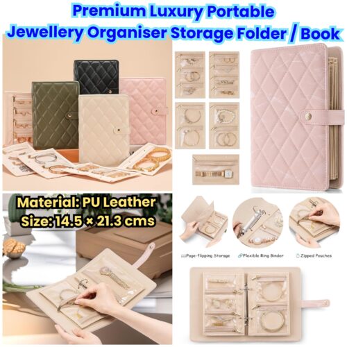 Premium Luxury Portable Jewellery Organiser Storage Folder / Book