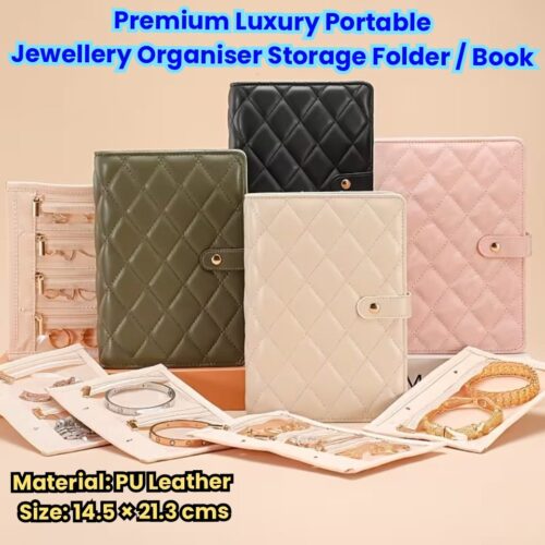 Premium Luxury Portable Jewellery Organiser Storage Folder / Book