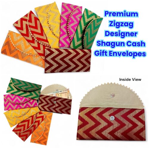 Alternative view of Premium Zigzag Designer Shagun Cash Gift Envelopes (SATIN Inside Astar / Lining)