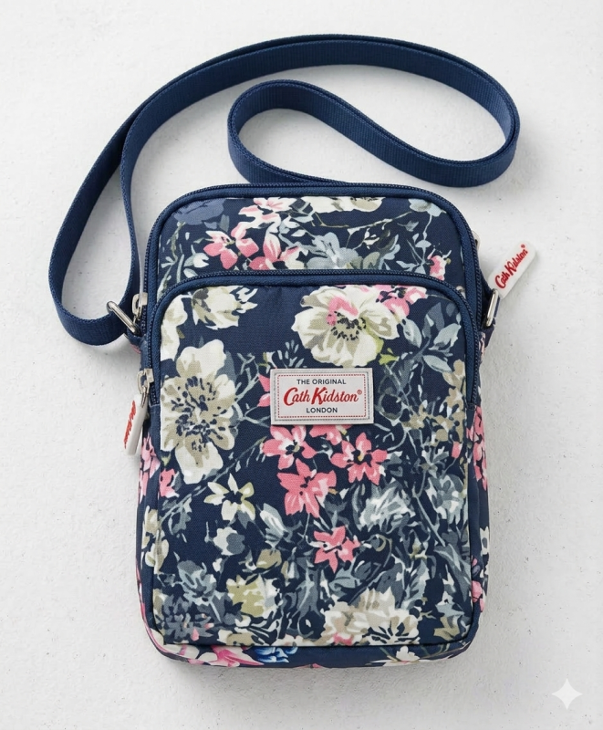 Navy Blue Cream Flowers